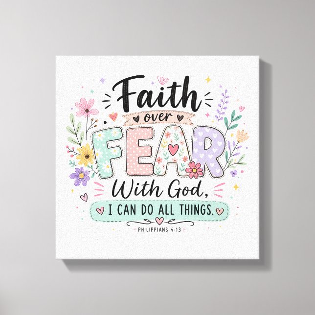 Fe sobre Miedo Filipenses 4:13 Lienzo (Anverso)