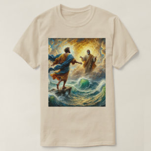 Fe sobre miedo - Jesús camina en camiseta de agua