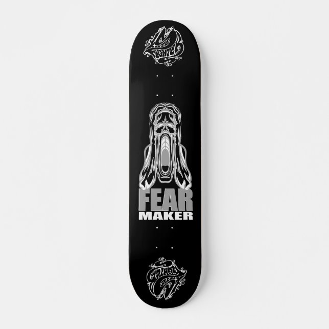 "FEAR MAKER – Horror Scream Skull Skateboard Deck" (Anverso )