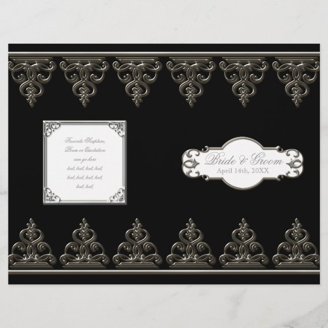 Feather de pavo real en Swirls - Programa de bodas (Anverso)