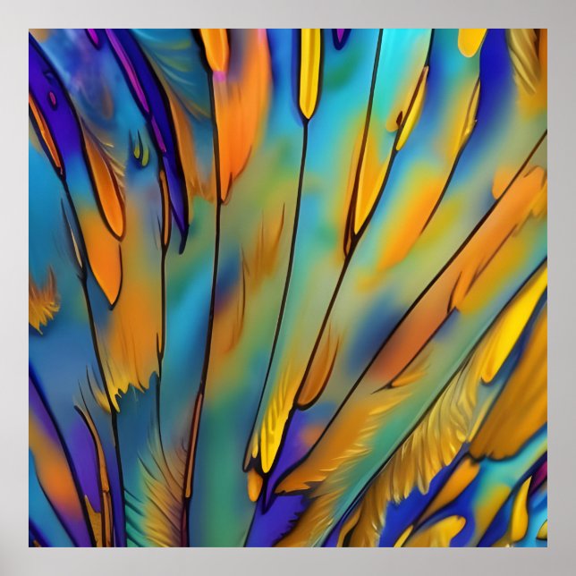 Feather de vidrio templado AI Resumen de arte (Frente)