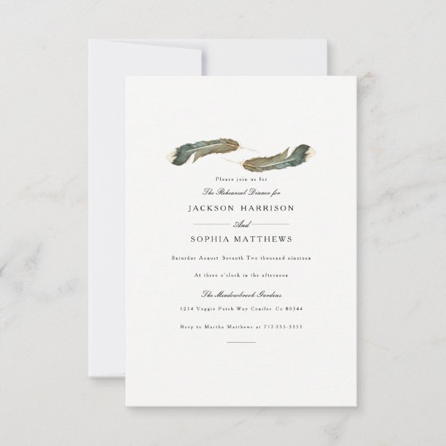 Feather Duo | Invitación a la boda acuarela (Anverso)