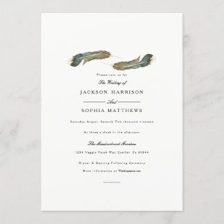 Feather Duo | Invitación a la boda acuarela