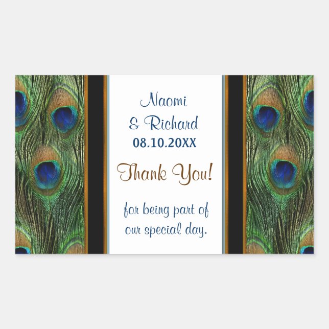Feather Peacock Gracias Sello - Personalizar (Anverso)