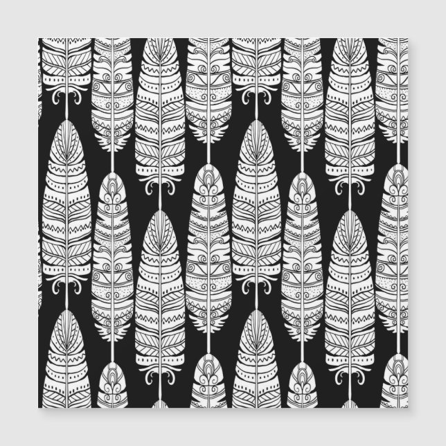 Feathers boho: patrón blanco y negro (Anverso)