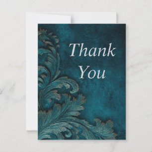 Feathers on Dark Blue Textura Tarjeta de agradecim