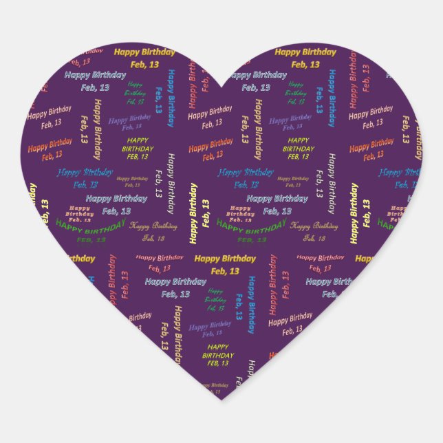 Febrero, 13 Pegatina de cumpleaños (Anverso)