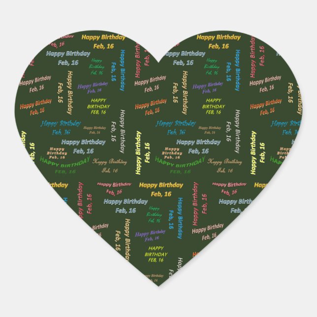 Febrero, 16 Pegatina de cumpleaños (Anverso)