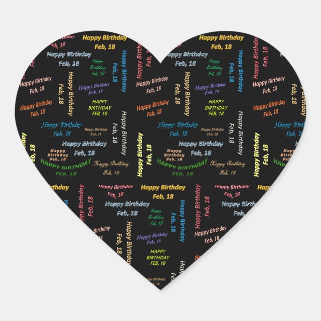 Febrero, 18 Pegatina de cumpleaños (Anverso)