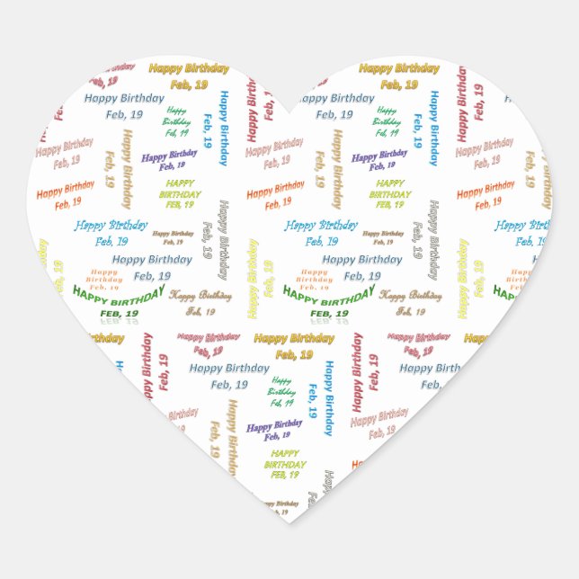 Febrero, 19 Pegatina de cumpleaños (Anverso)