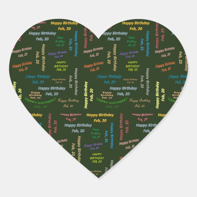 Febrero, 20 Pegatina de cumpleaños (Anverso)