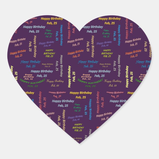 Febrero, 25 Pegatina de cumpleaños (Anverso)