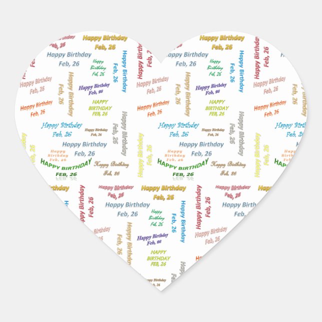 Febrero, 26 Pegatina de cumpleaños (Anverso)
