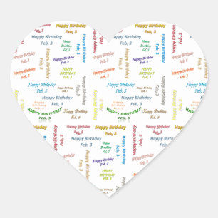 Febrero, 3 Pegatina de cumpleaños