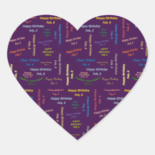 Febrero, 6 Pegatina de cumpleaños