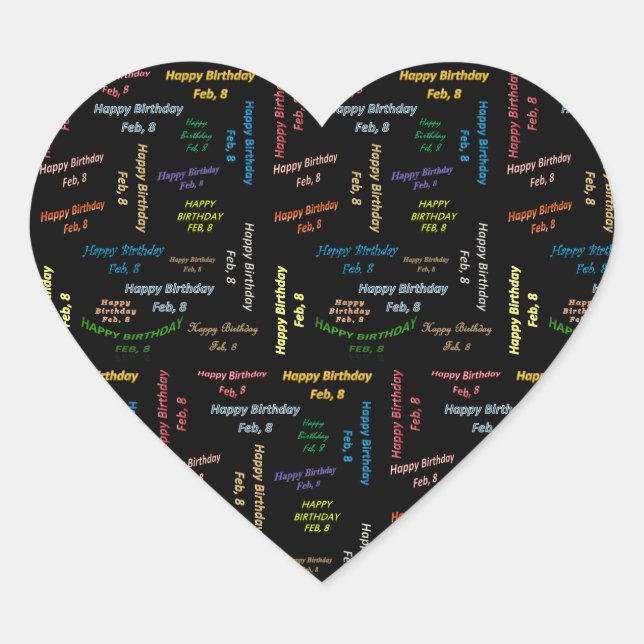 Febrero 8 Pegatina de cumpleaños (Anverso)