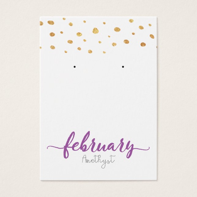 Febrero Amethyst Birthstone Earring Card (Frente)