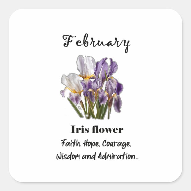 Febrero Flor de nacimiento Iris Pegatina (Anverso)
