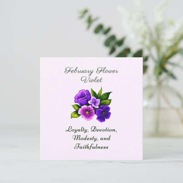 Febrero Mes de Nacimiento Flor Violeta Delicada Fl (Anverso de pie)