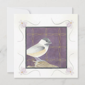 Febrero; Violetas y Carbonero; Tarjeta de Felicita