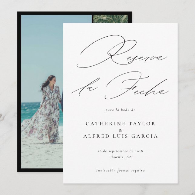Fecha Boda de fotografía en español La Reserva (Anverso / Reverso)