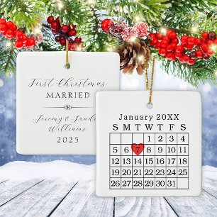 Fecha de boda personalizada Calendario Ornamento d