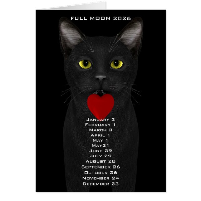 Fechas de Luna Llena  gato 2026 (Frente)