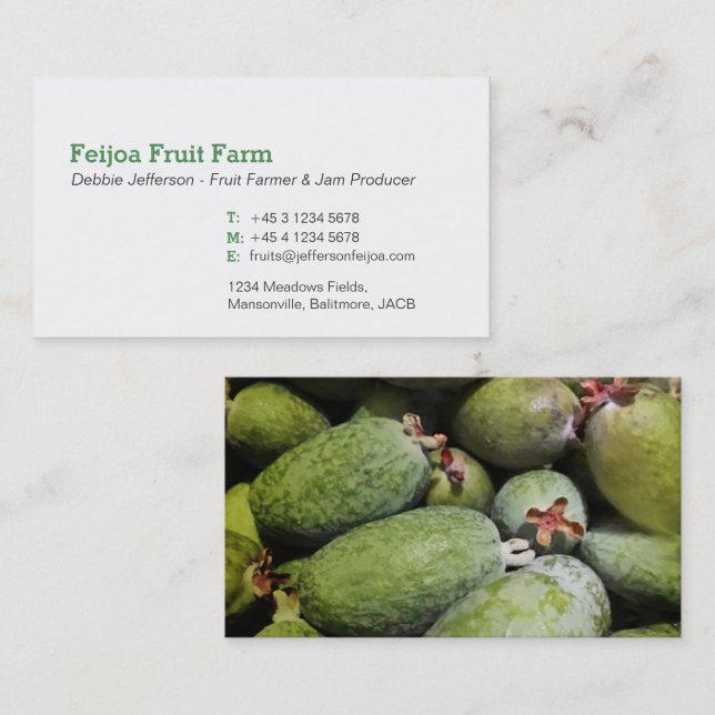 Feijoa fruticultor / mermelada de tarjetas de visi (Anverso / Reverso)