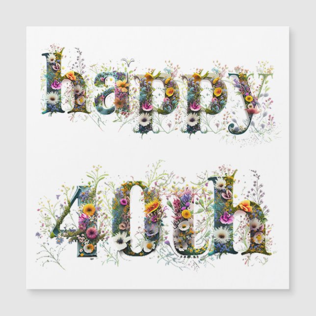 Felices 40.º cumpleaños rociando flores silvestres (Anverso)