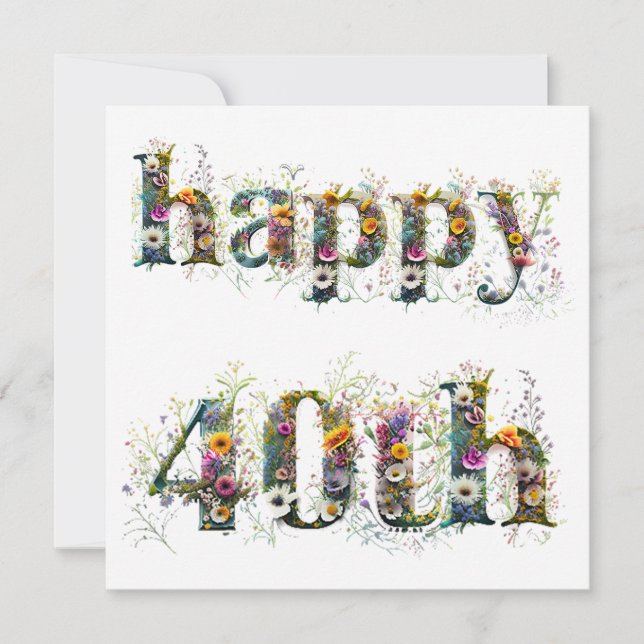 Felices 40.º cumpleaños rociando flores silvestres (Anverso)