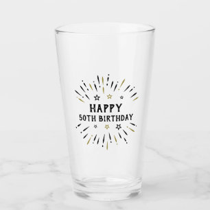 Felices 50 años Fuegos artificiales Negro Y Oro