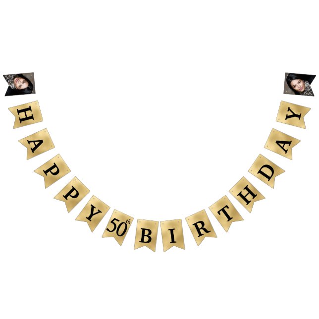 Felices banderas de Bunting Gold de 50 cumpleaños (Todo)