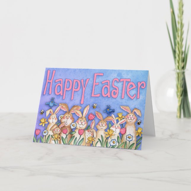 Felices Bunnies de Pascua - Tarjeta de felicitació (Anverso)