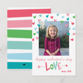 Felices Corazones multicolores tarjeta fotográfica