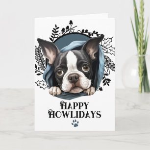 Felices días de Howl Boston Terrier Perro Navidad