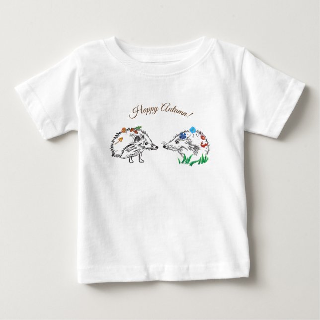 Felices erizos de otoño dibujando camiseta (Anverso)
