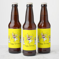 Felices etiquetas de cerveza de conejo de cumpleañ