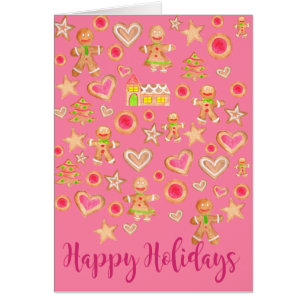 Felices fiestas acuarela galletas de pan de jengib