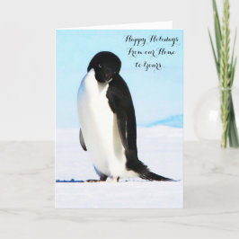 Felices Fiestas Adélie Penguin tarjeta de nota ple