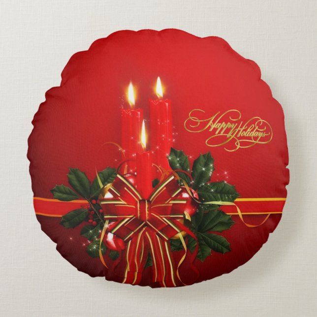 Felices Fiestas Almohada Redonda (Anverso)