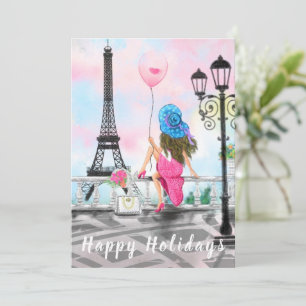Felices fiestas - Amo París - Mujer con globo