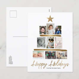 Felices Fiestas Árbol de Navidad pila de fotos oro