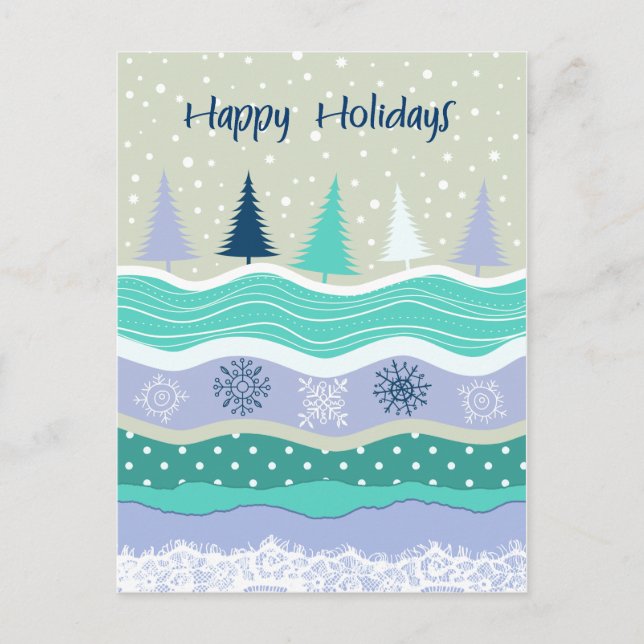 Felices Fiestas Árboles de Navidad Copos de Nieve  (Anverso)