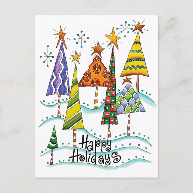¡Felices Fiestas! Árboles de Navidad Lindos con Es (Anverso)