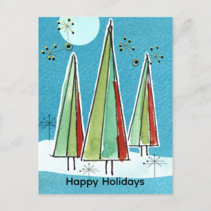 Felices Fiestas Árboles de Navidad Nieve Luna Llen