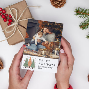 Felices Fiestas Árboles de Navidad Simple Foto