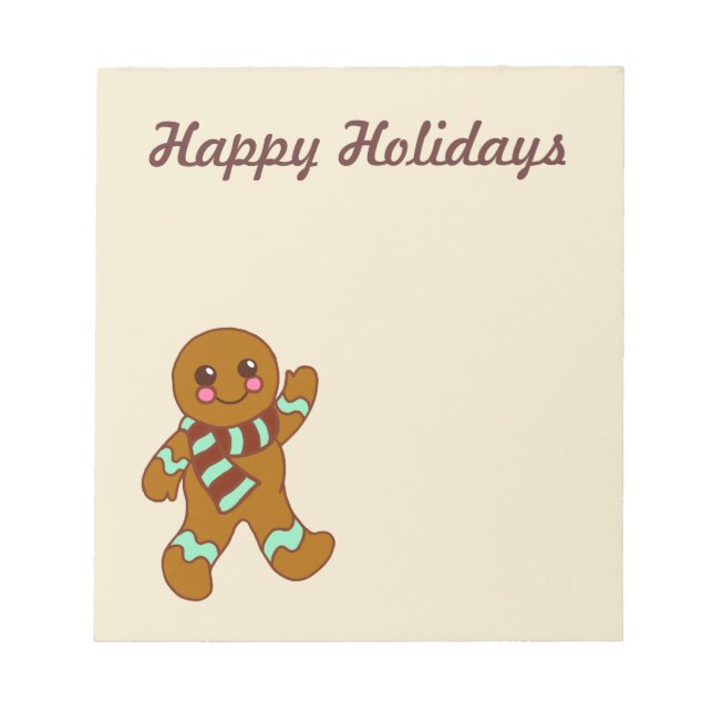 Felices Fiestas Bloc de Notas de Pan de Jengibre (Frente)