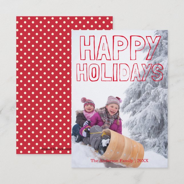 Felices Fiestas Bloque Rojo - Tarjeta de Navidad 3 (Anverso / Reverso)