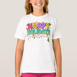 "Felices Fiestas Camiseta Luces de Galleta"