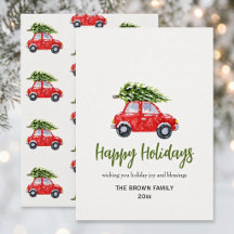Felices Fiestas Coche de Navidad con Árbol